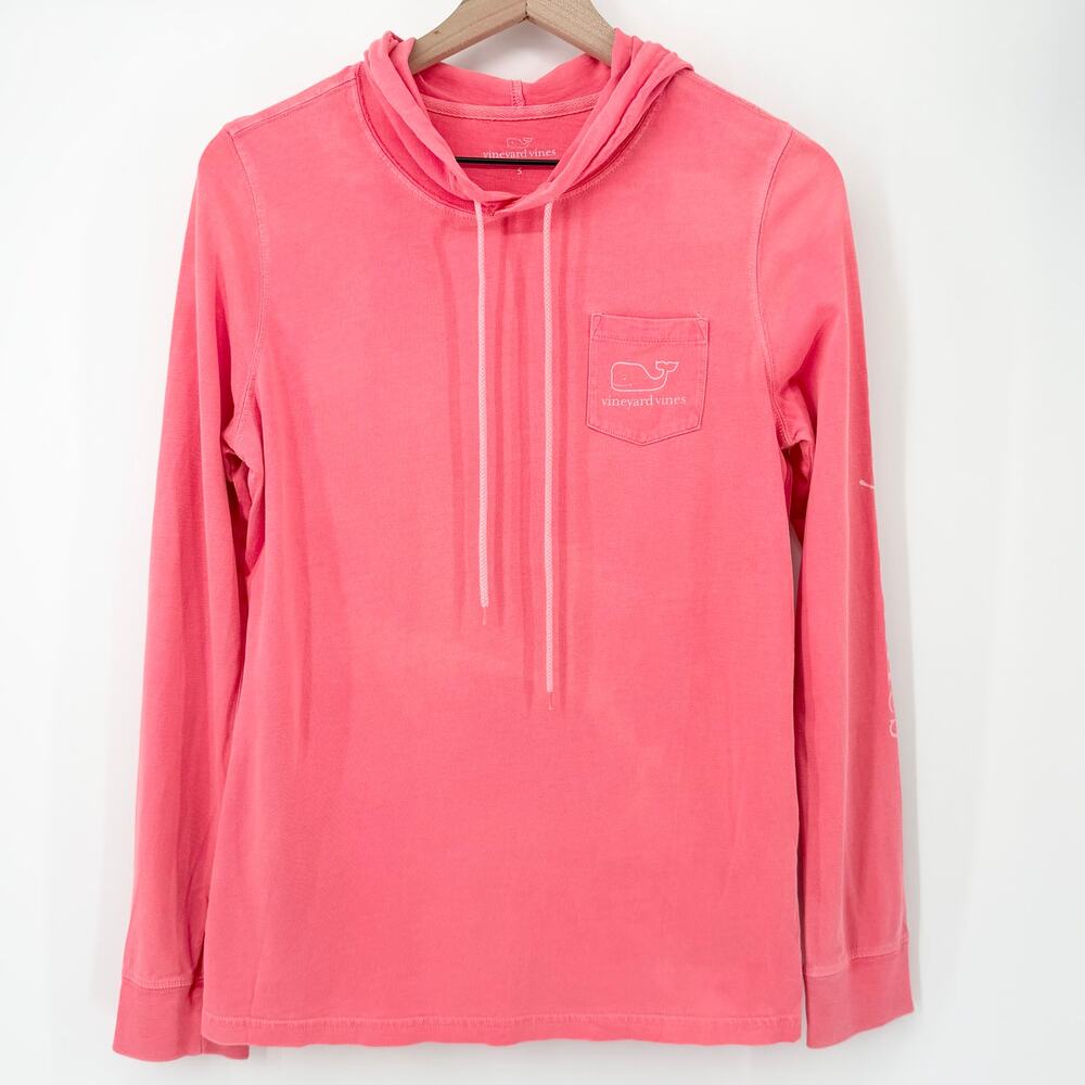 Vineyard Vines Sunwashed Coral Hot Pink Hoodie Size Small Preppy Beach Boat GUC